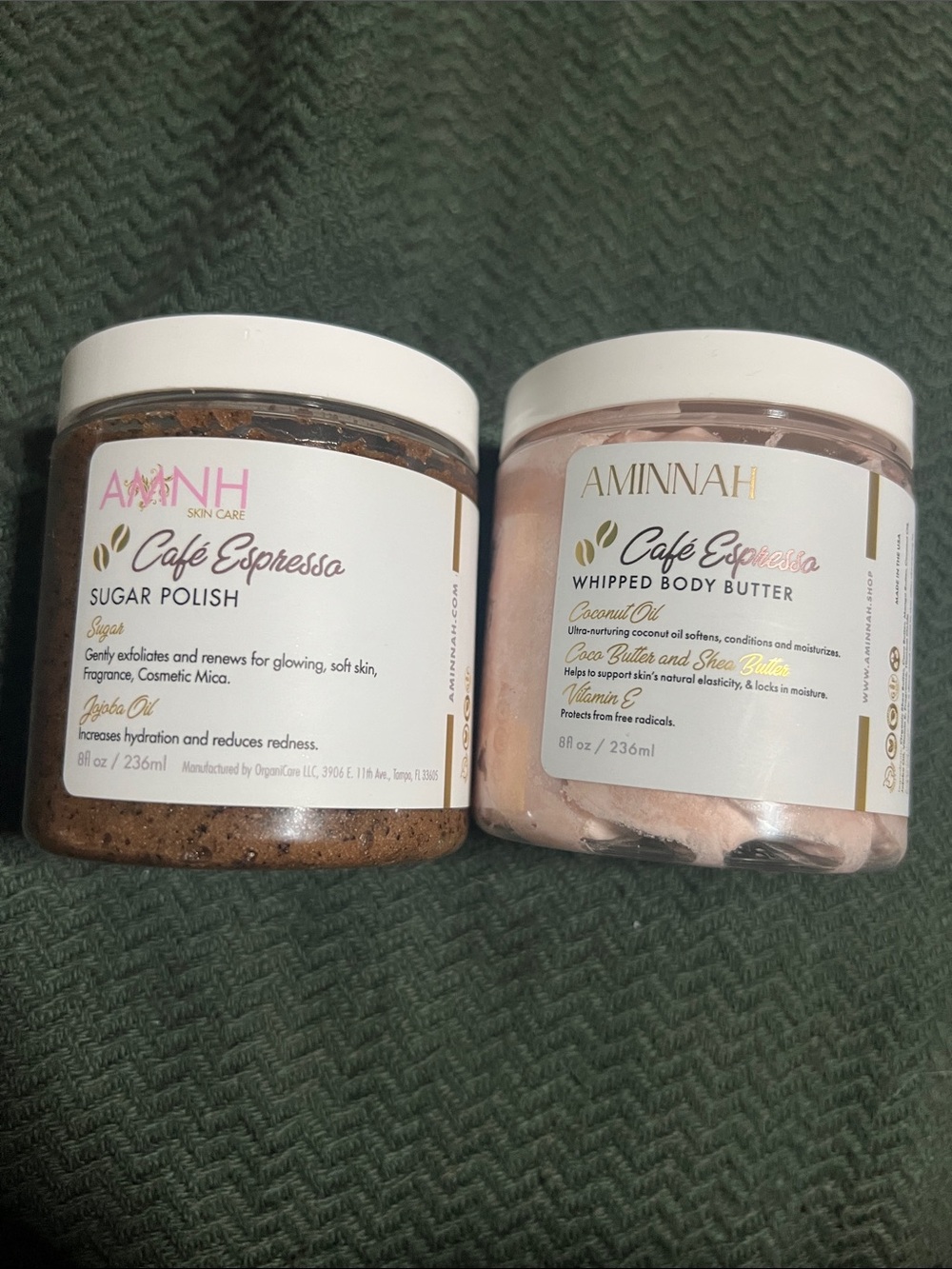 Aminnah Café Espresso Whipped Body Butter/Scrub Set
